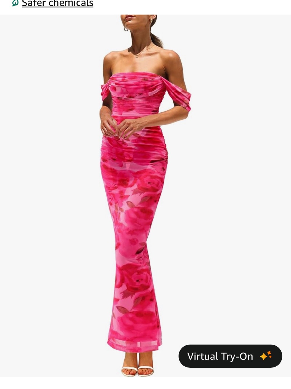 PrettyGarden One-Shoulder Pink Floral Ruched Maxi Dress